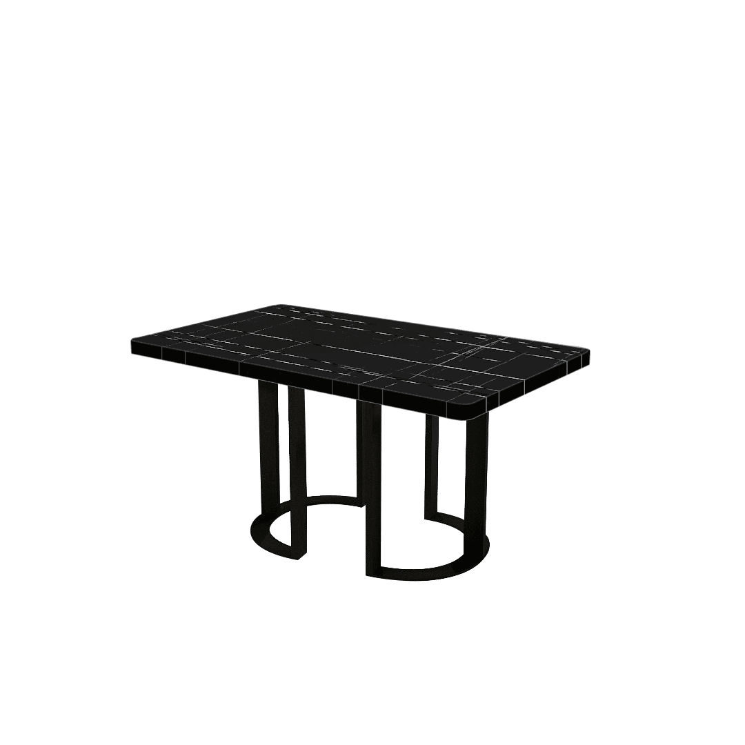 Mix & Match Rectangular Marble Dining Table with Roch Black Metal Base (1.5m x 0.9m)