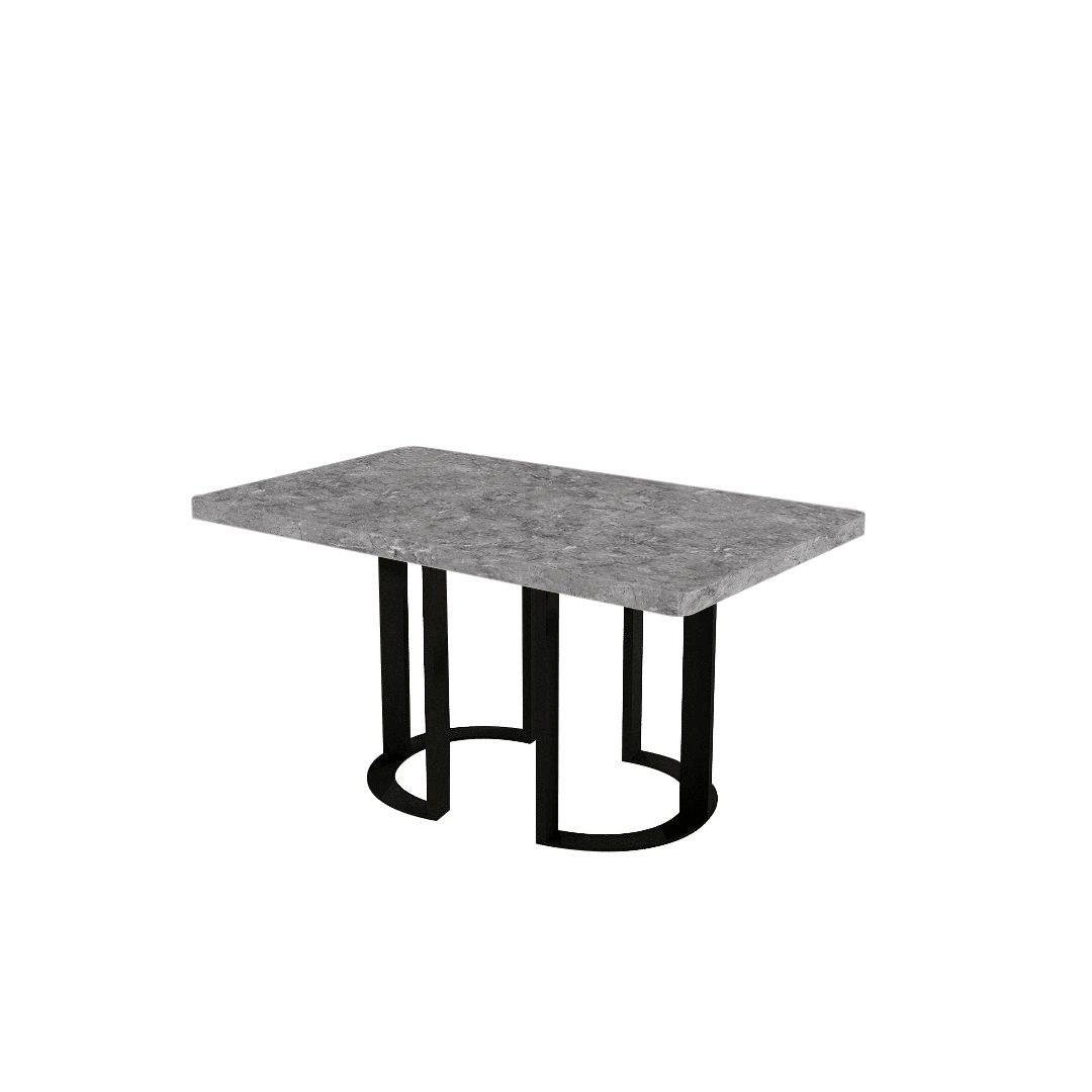 Mix & Match Rectangular Marble Dining Table with Roch Black Metal Base (1.5m x 0.9m)
