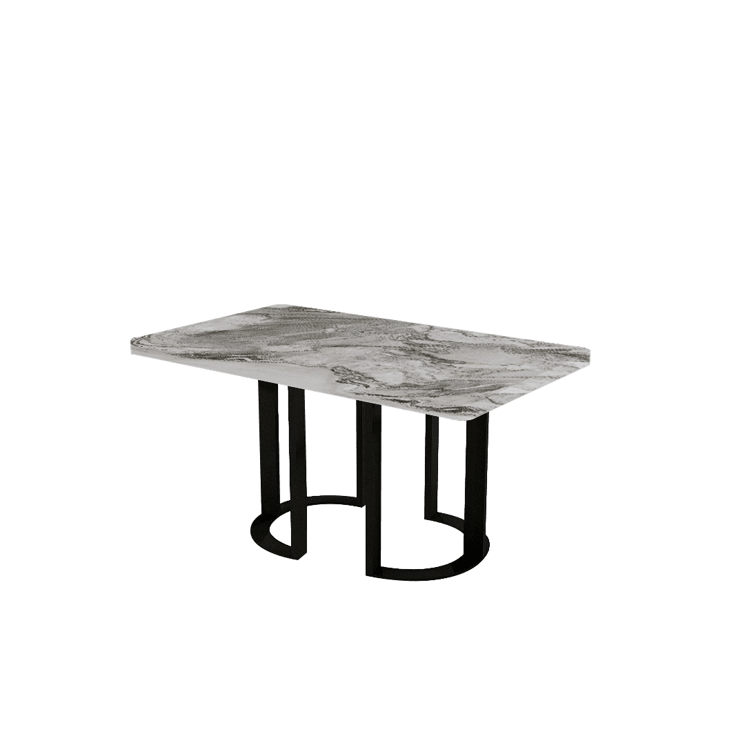 Mix & Match Rectangular Marble Dining Table with Roch Black Metal Base (1.5m x 0.9m)