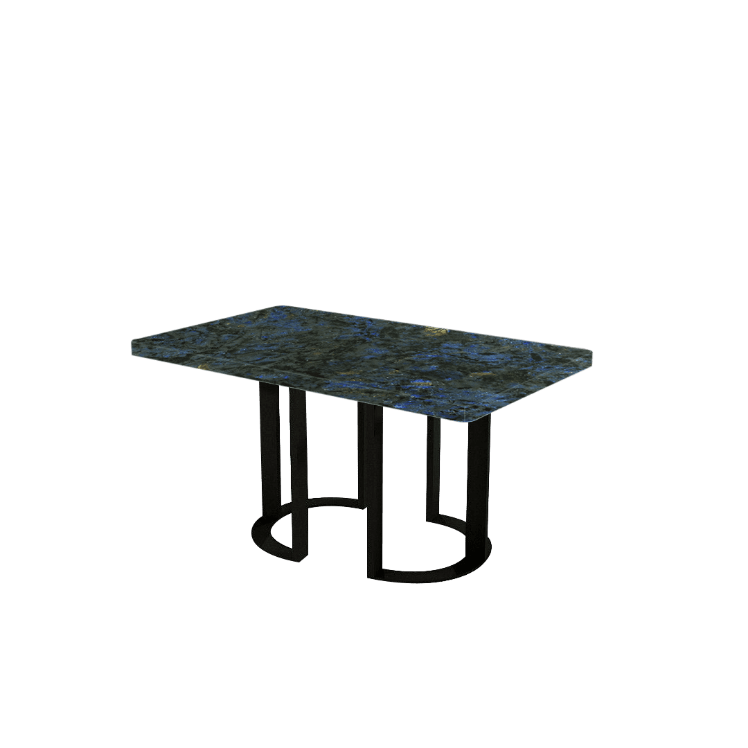 Mix & Match Rectangular Marble Dining Table with Roch Black Metal Base (1.5m x 0.9m)