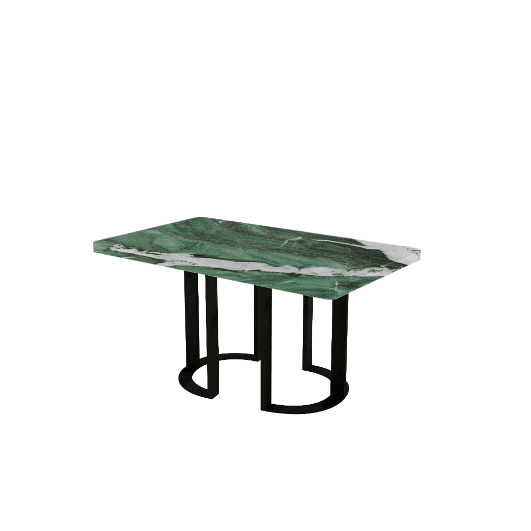 Mix & Match Rectangular Marble Dining Table with Roch Black Metal Base (1.5m x 0.9m)