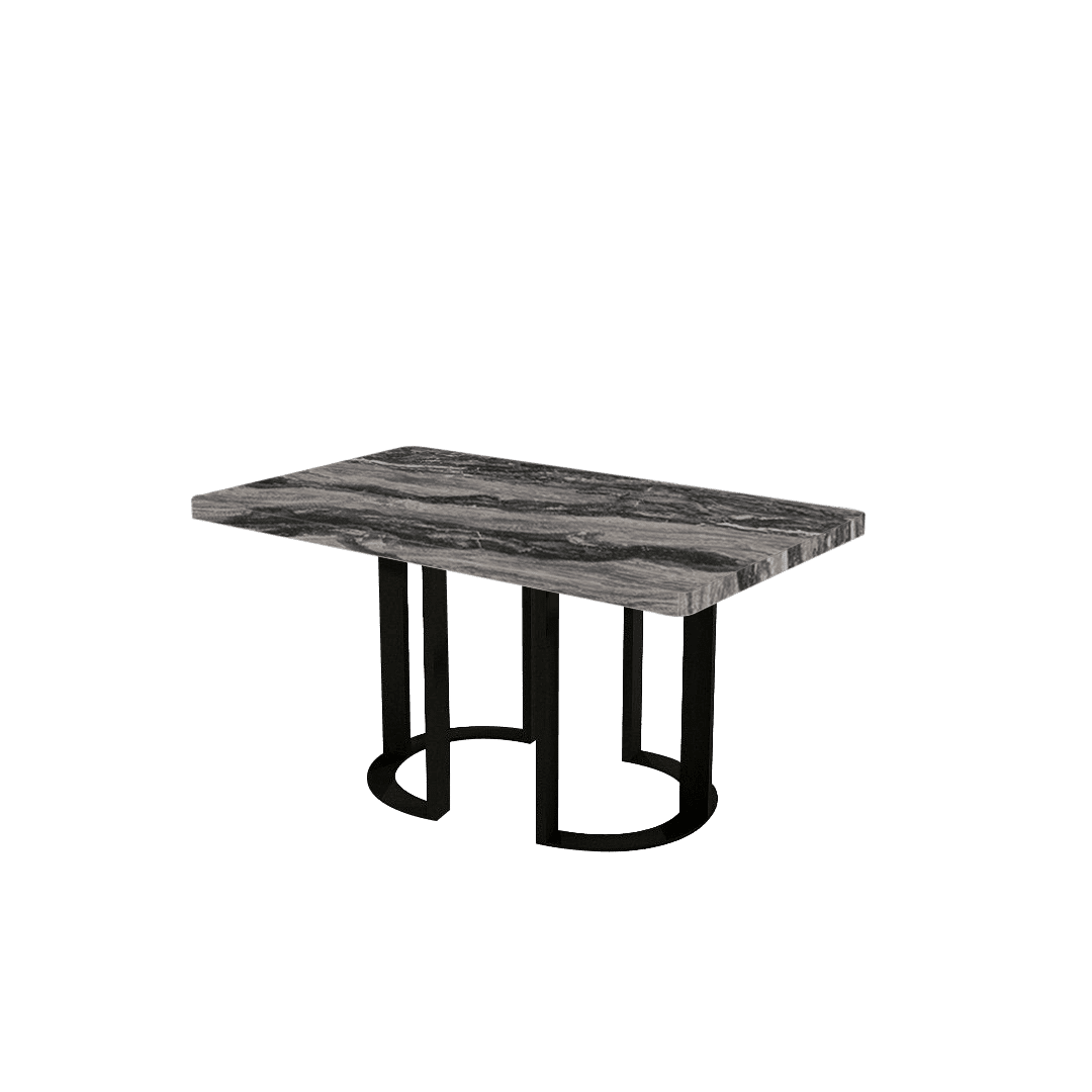 Mix & Match Rectangular Marble Dining Table with Roch Black Metal Base (1.5m x 0.9m)