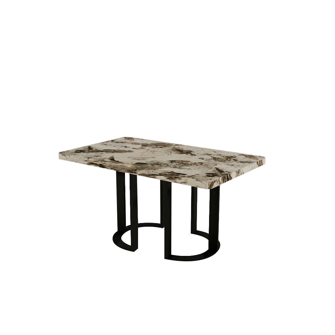 Mix & Match Rectangular Marble Dining Table with Roch Black Metal Base (1.5m x 0.9m)