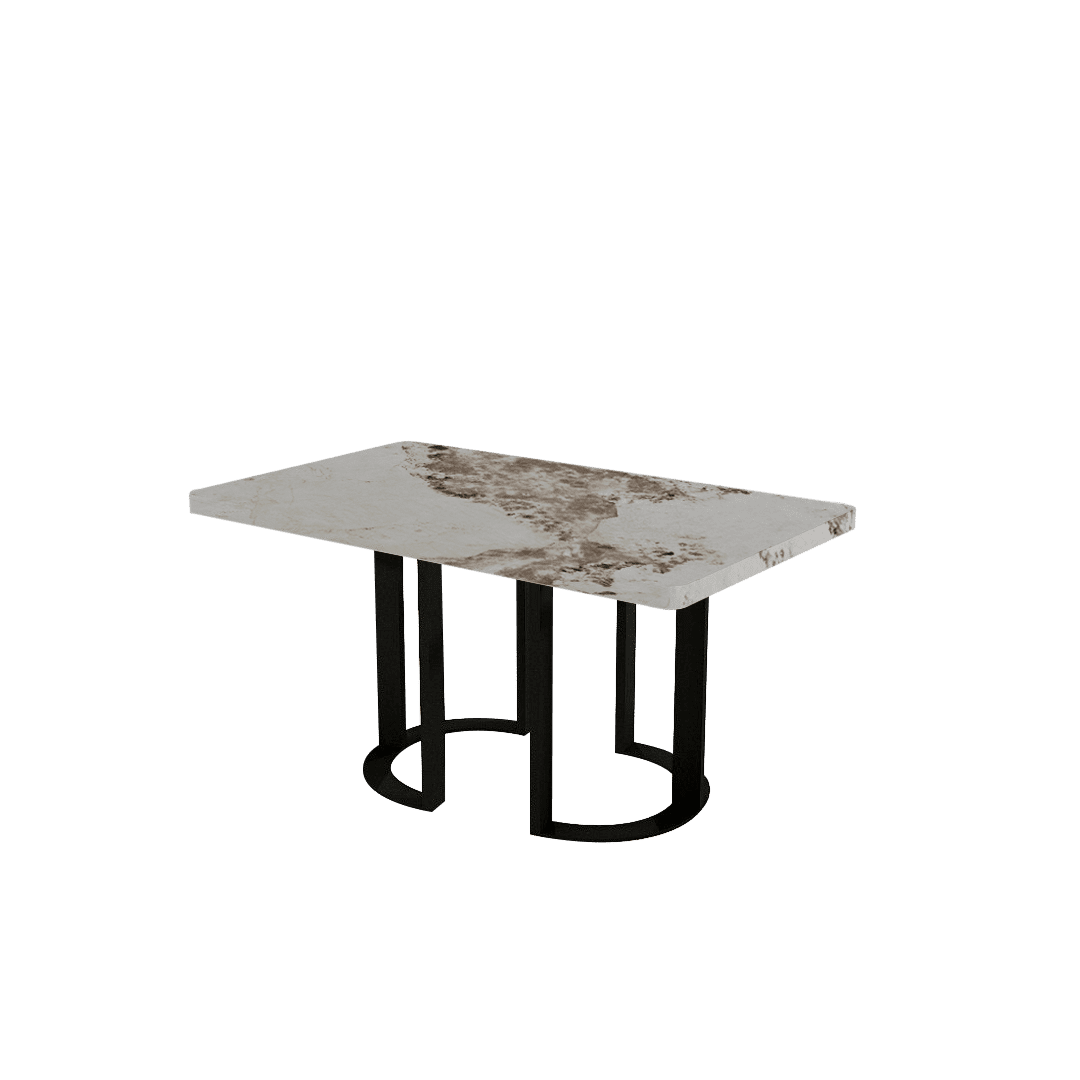 Mix & Match Rectangular Marble Dining Table with Roch Black Metal Base (1.5m x 0.9m)