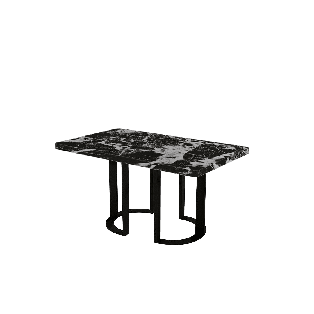 Mix & Match Rectangular Marble Dining Table with Roch Black Metal Base (1.5m x 0.9m)