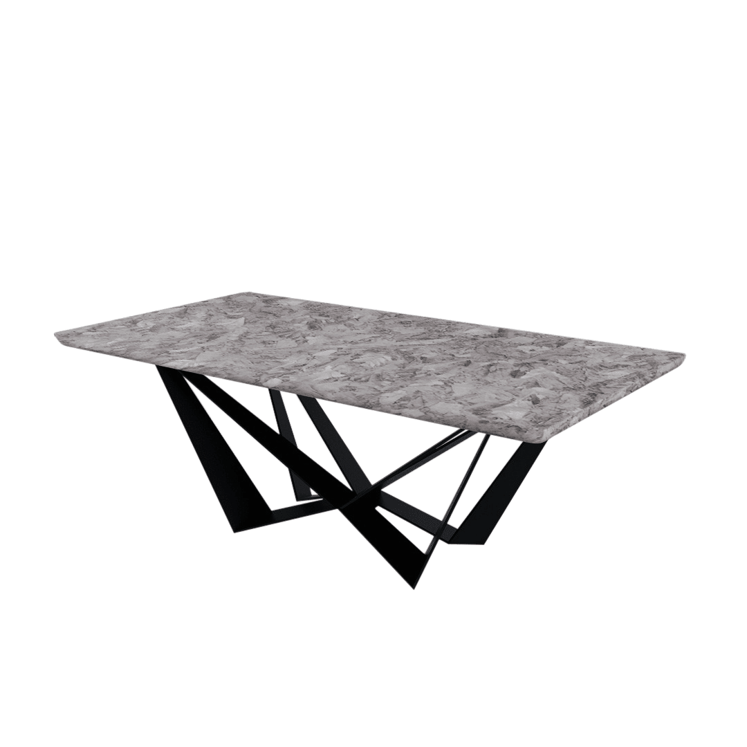 Mix & Match Rectangular Marble Dining Table with Winola Black Metal Base (2.1m x 1.1m)