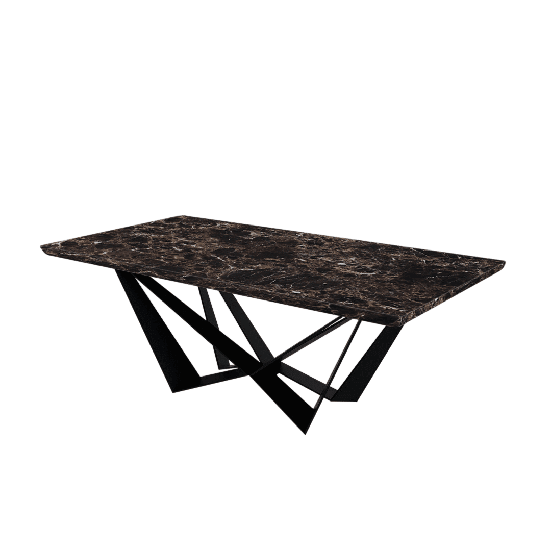 Mix & Match Rectangular Marble Dining Table with Winola Black Metal Base (2.1m x 1.1m)