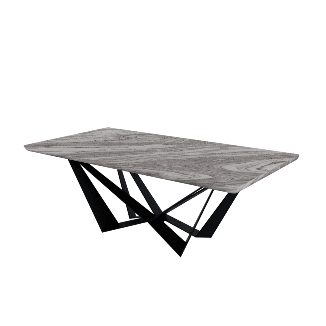 Mix & Match Rectangular Marble Dining Table with Winola Black Metal Base (2.1m x 1.1m)