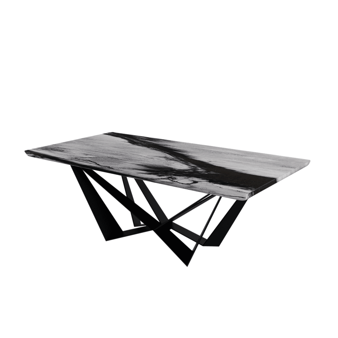 Mix & Match Rectangular Marble Dining Table with Winola Black Metal Base (2.1m x 1.1m)