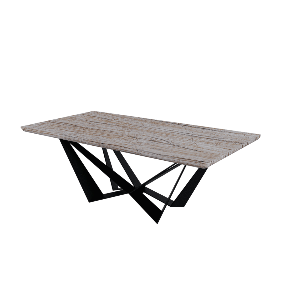 Mix & Match Rectangular Marble Dining Table with Winola Black Metal Base (2.1m x 1.1m)