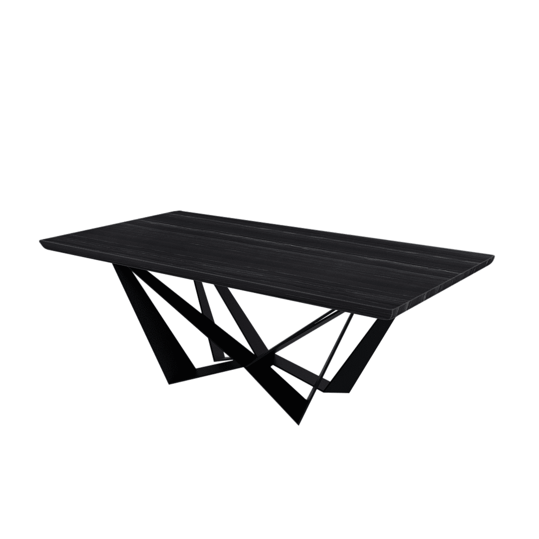 Mix & Match Rectangular Marble Dining Table with Winola Black Metal Base (2.1m x 1.1m)