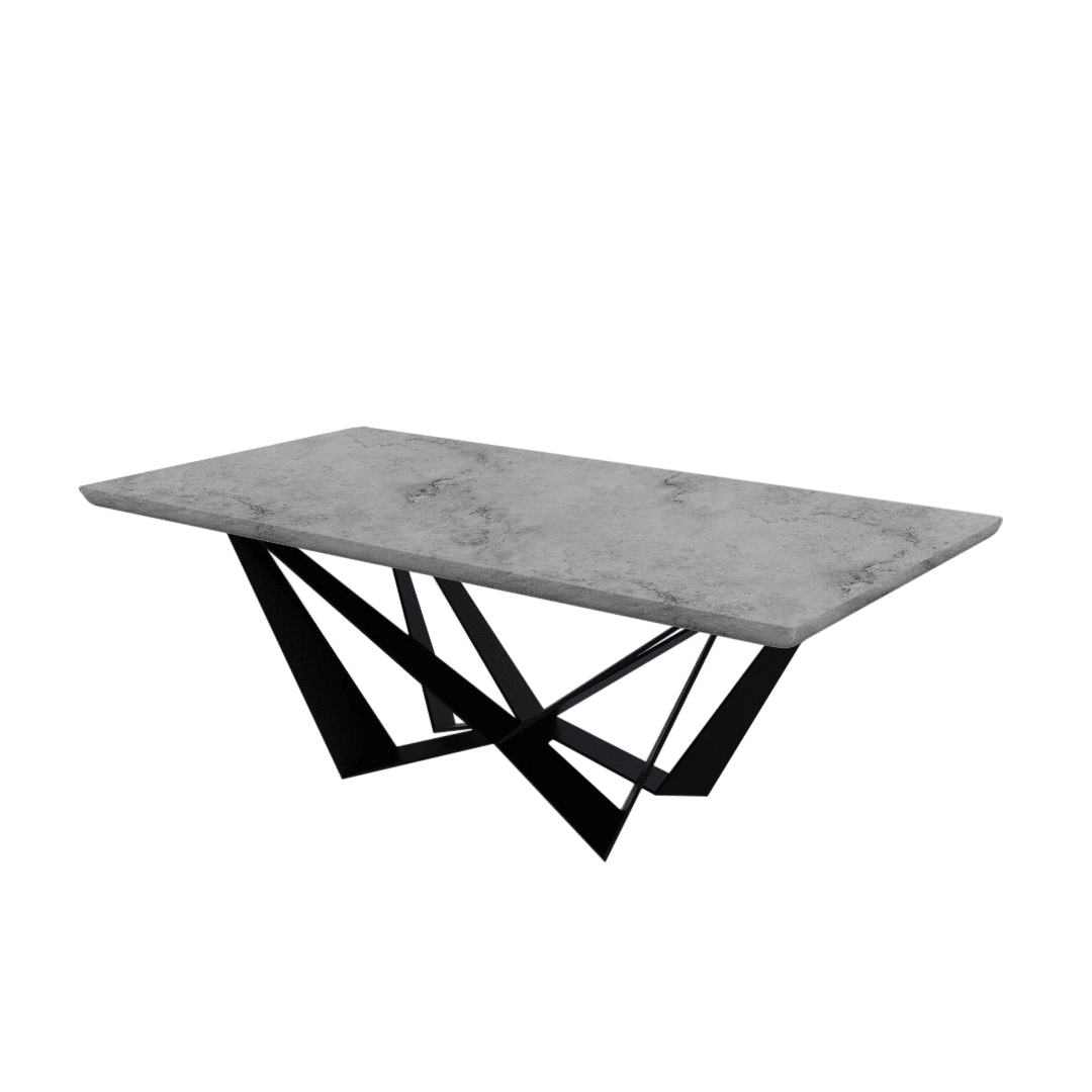 Mix & Match Rectangular Marble Dining Table with Winola Black Metal Base (2.1m x 1.1m)