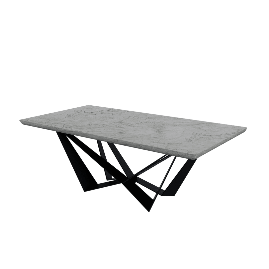 Mix & Match Rectangular Marble Dining Table with Winola Black Metal Base (2.1m x 1.1m)