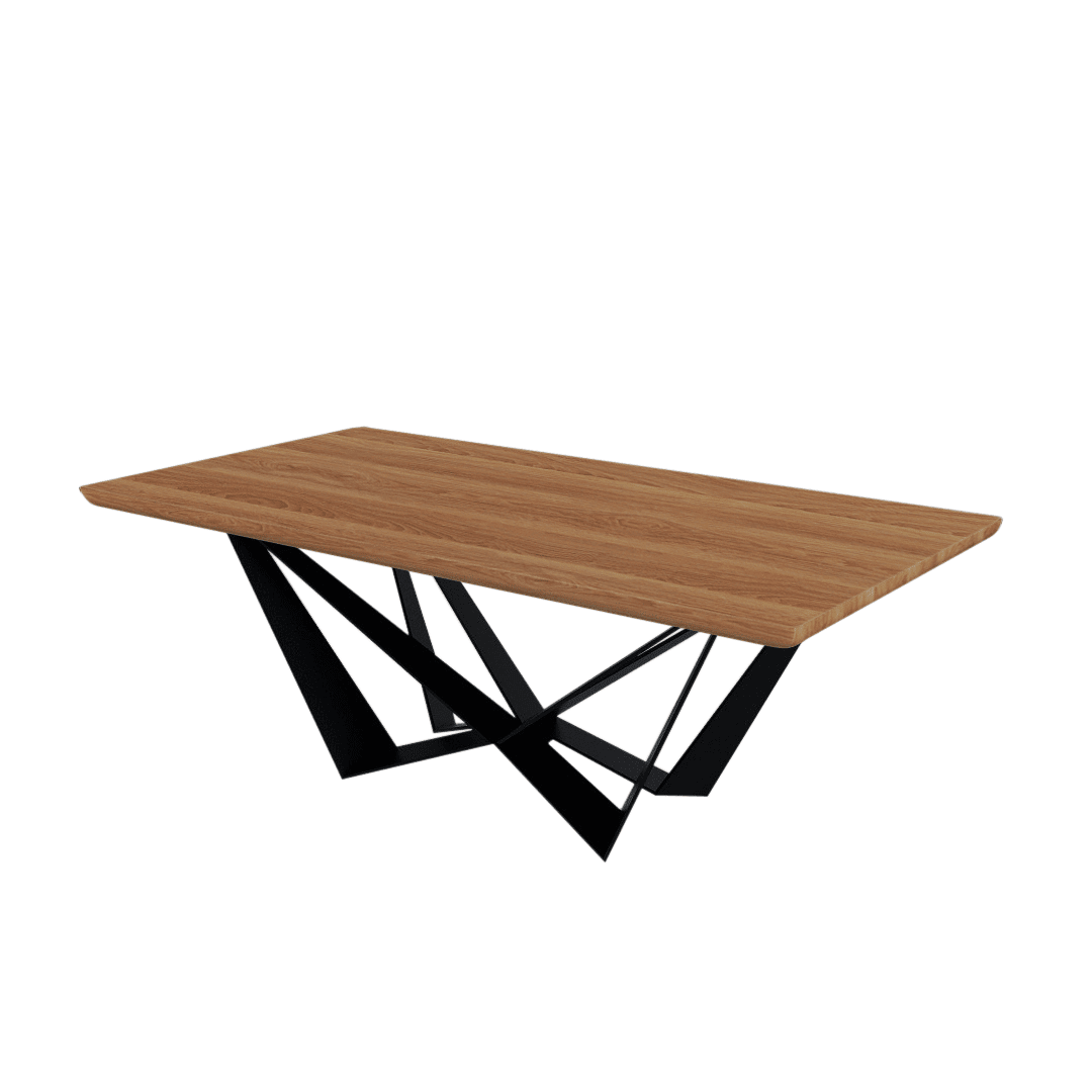 Mix & Match Rectangular Marble Dining Table with Winola Black Metal Base (2.1m x 1.1m)