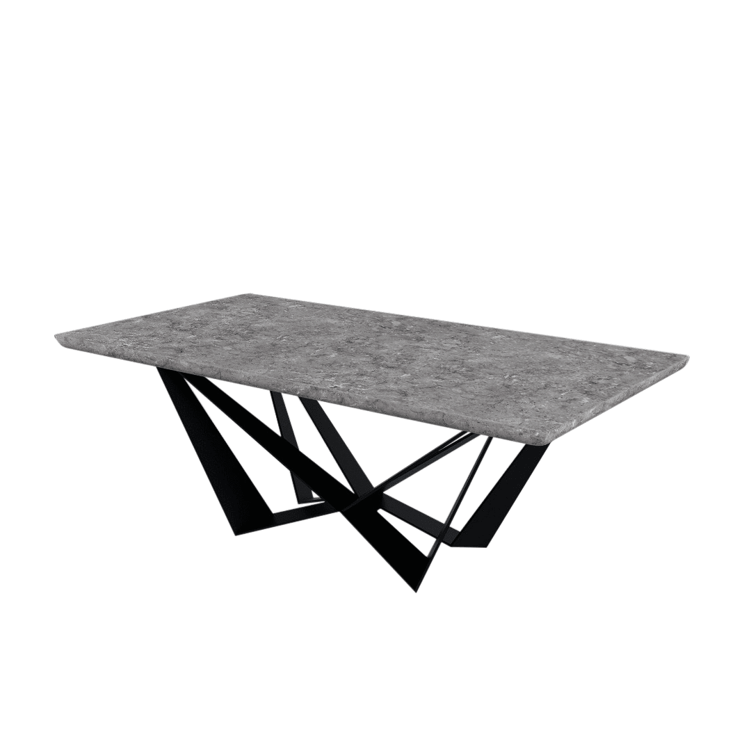 Mix & Match Rectangular Marble Dining Table with Winola Black Metal Base (2.1m x 1.1m)