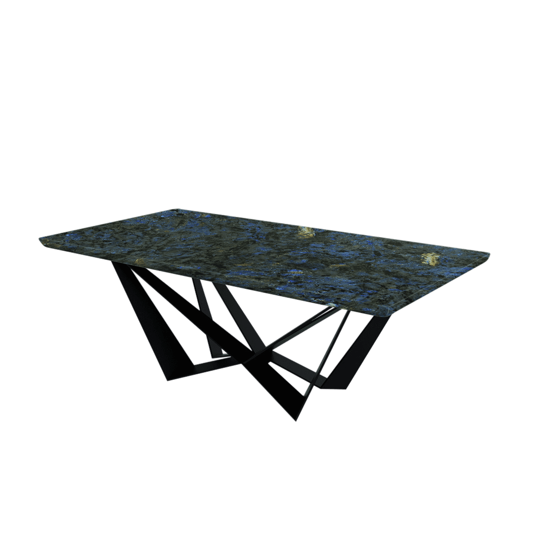 Mix & Match Rectangular Marble Dining Table with Winola Black Metal Base (2.1m x 1.1m)