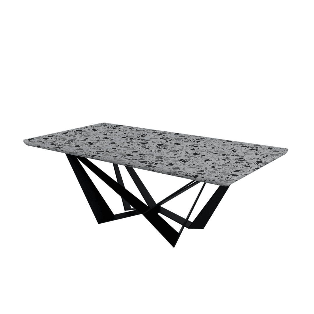 Mix & Match Rectangular Marble Dining Table with Winola Black Metal Base (2.1m x 1.1m)