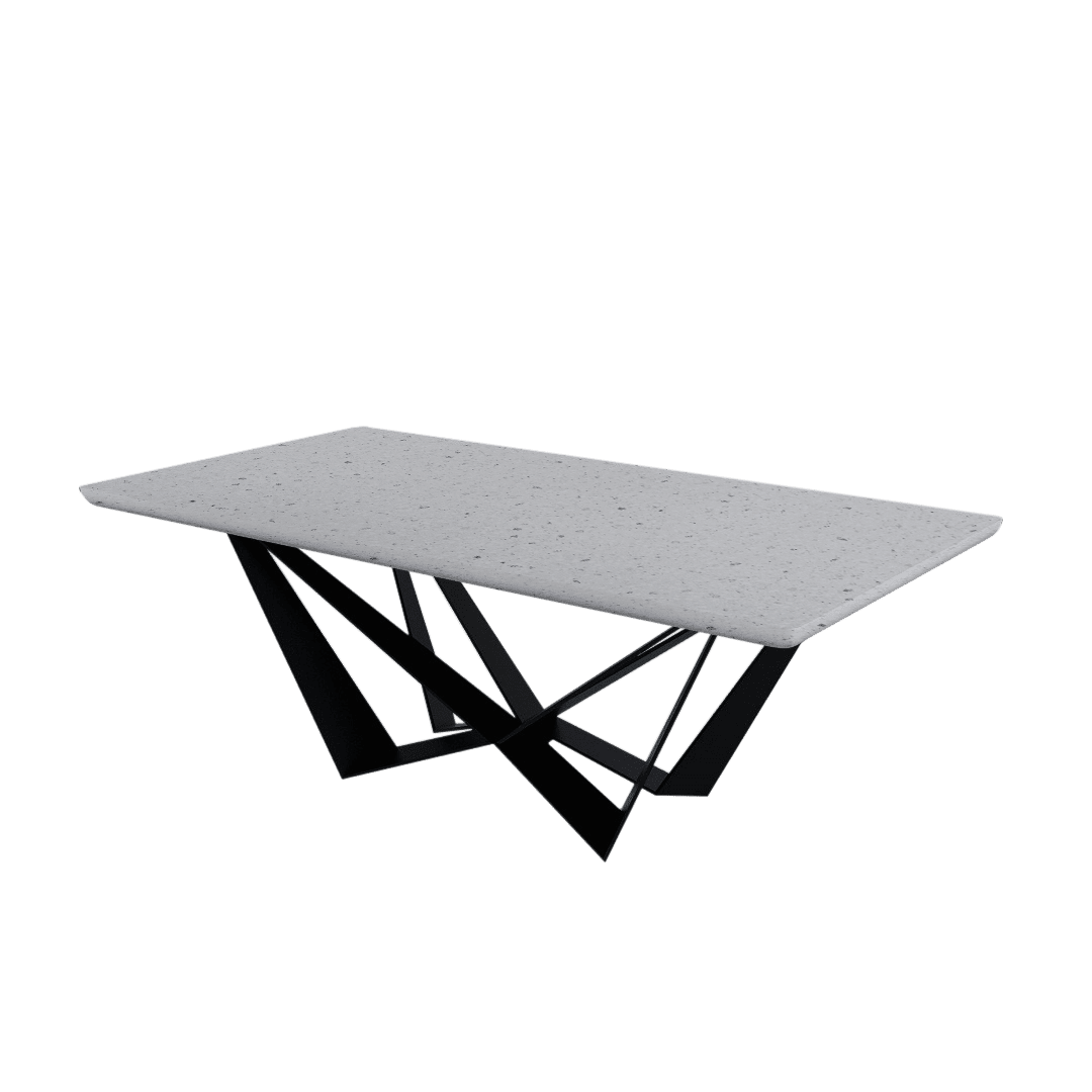 Mix & Match Rectangular Marble Dining Table with Winola Black Metal Base (2.1m x 1.1m)