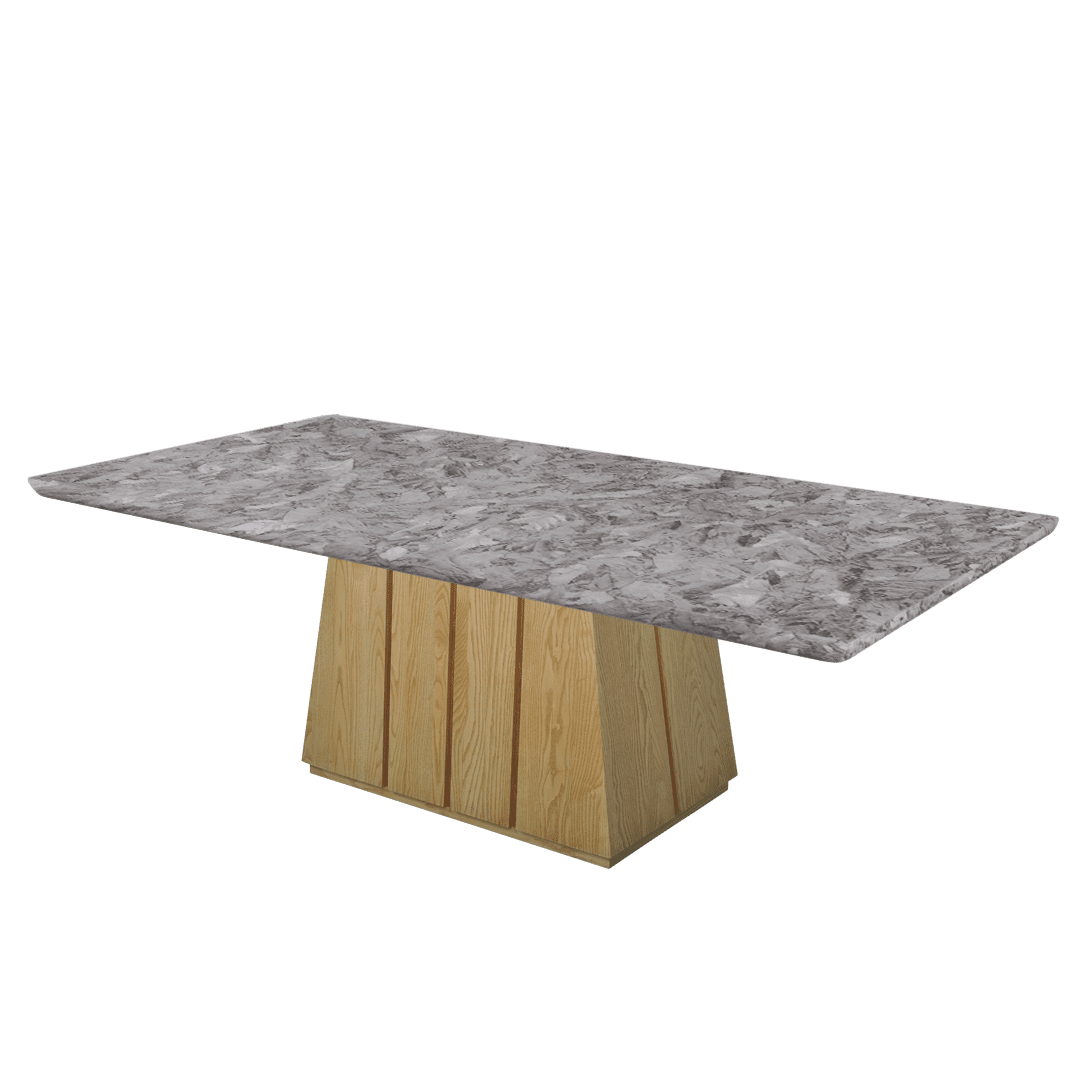 Mix & Match Rectangular Marble Dining Table with Cora Ash Wood Base (2.4m x 1.2m)