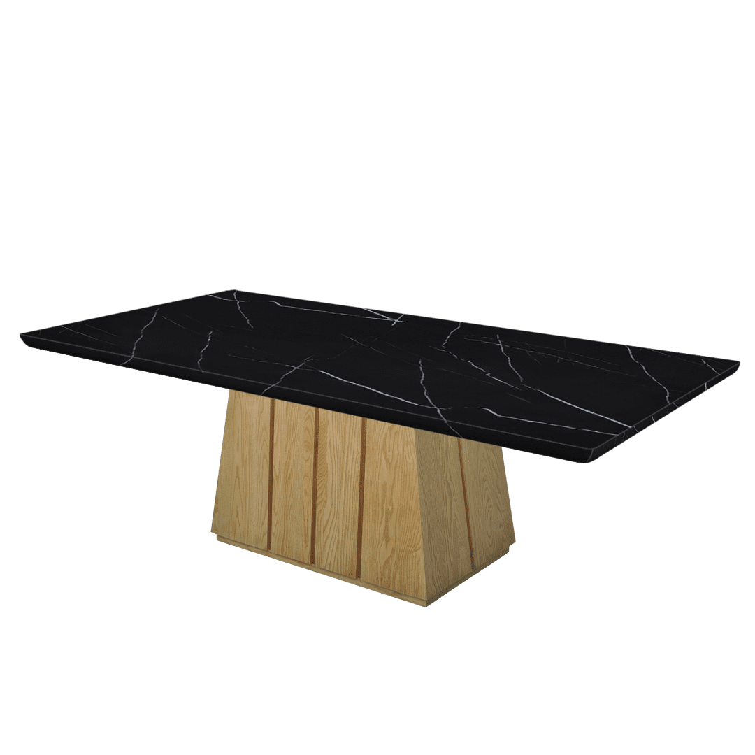 Mix & Match Rectangular Marble Dining Table with Cora Ash Wood Base (2.4m x 1.2m)