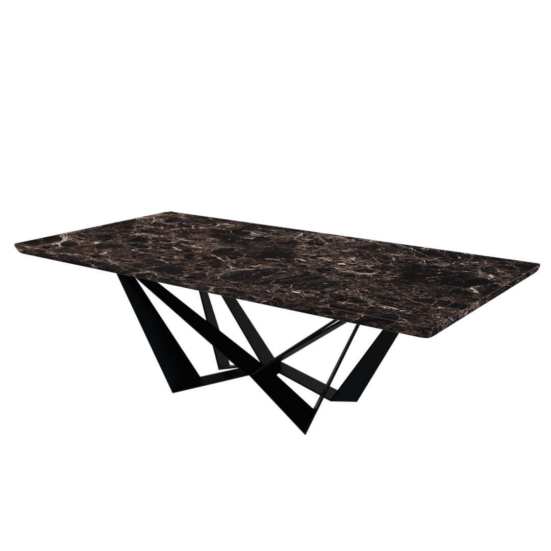 Mix & Match Rectangular Marble Dining Table with Winola Black Metal Base (2.4m x 1.2m)