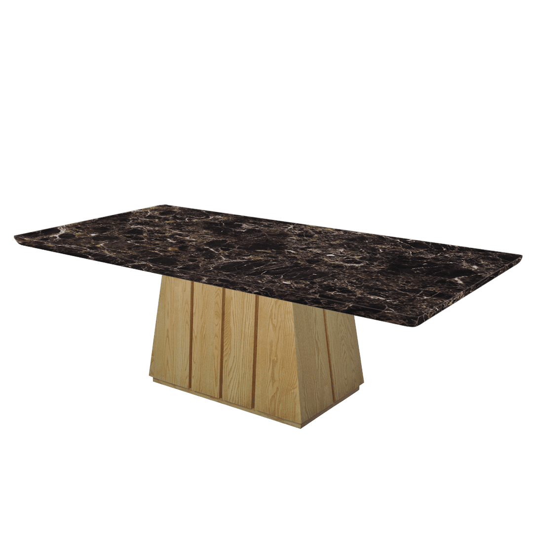 Mix & Match Rectangular Marble Dining Table with Cora Ash Wood Base (2.4m x 1.2m)