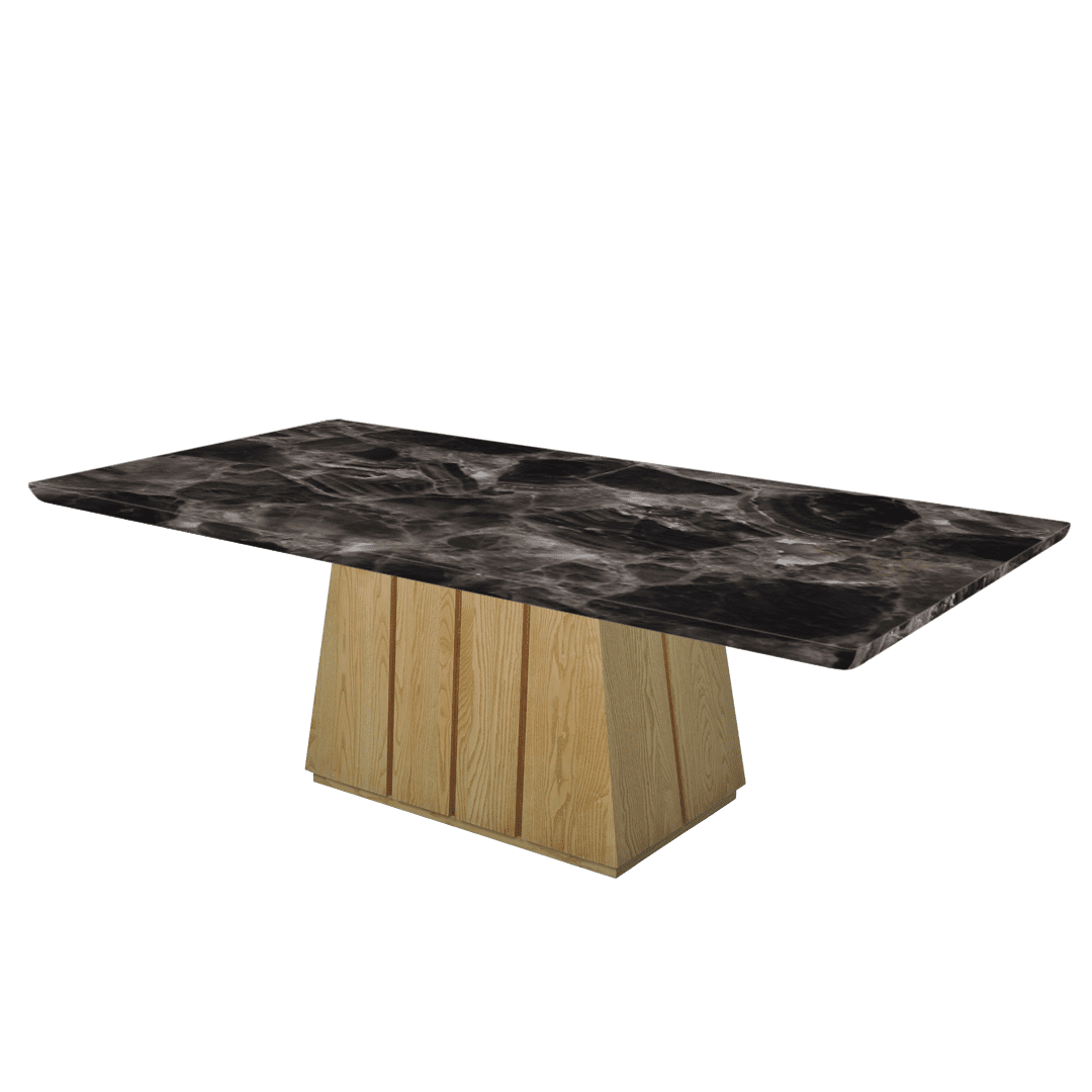 Mix & Match Rectangular Marble Dining Table with Cora Ash Wood Base (2.4m x 1.2m)