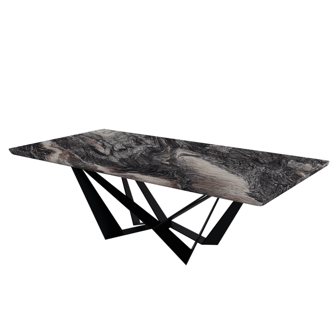 Mix & Match Rectangular Marble Dining Table with Winola Black Metal Base (2.4m x 1.2m)