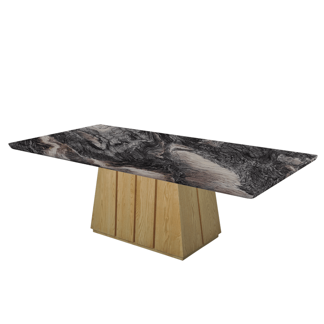 Mix & Match Rectangular Marble Dining Table with Cora Ash Wood Base (2.4m x 1.2m)
