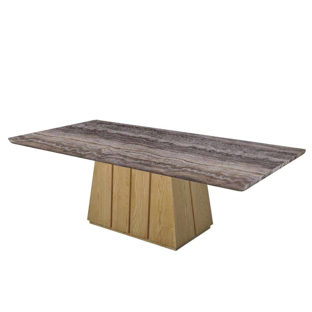 Mix & Match Rectangular Marble Dining Table with Cora Ash Wood Base (2.4m x 1.2m)