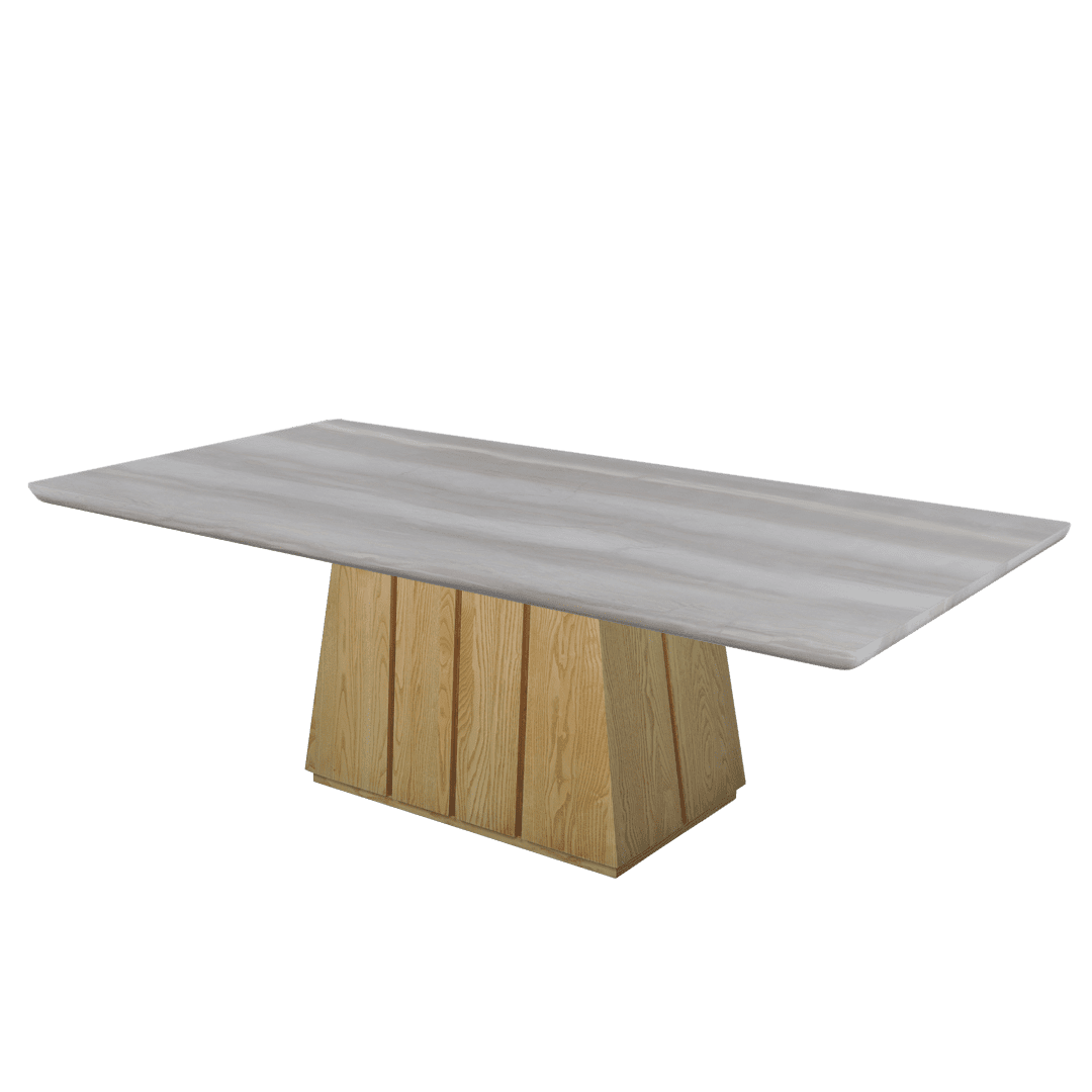 Mix & Match Rectangular Marble Dining Table with Cora Ash Wood Base (2.4m x 1.2m)