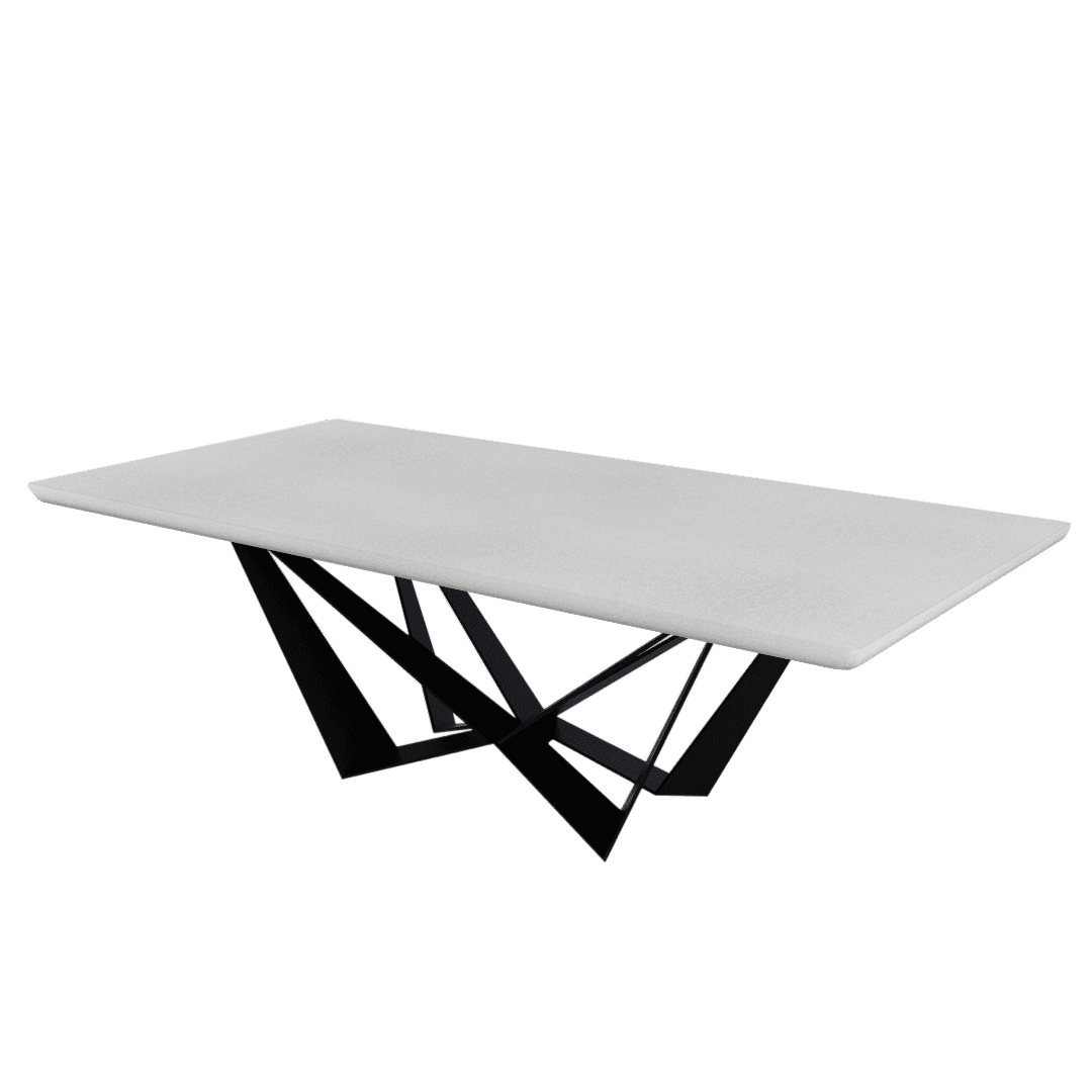 Mix & Match Rectangular Marble Dining Table with Winola Black Metal Base (2.4m x 1.2m)