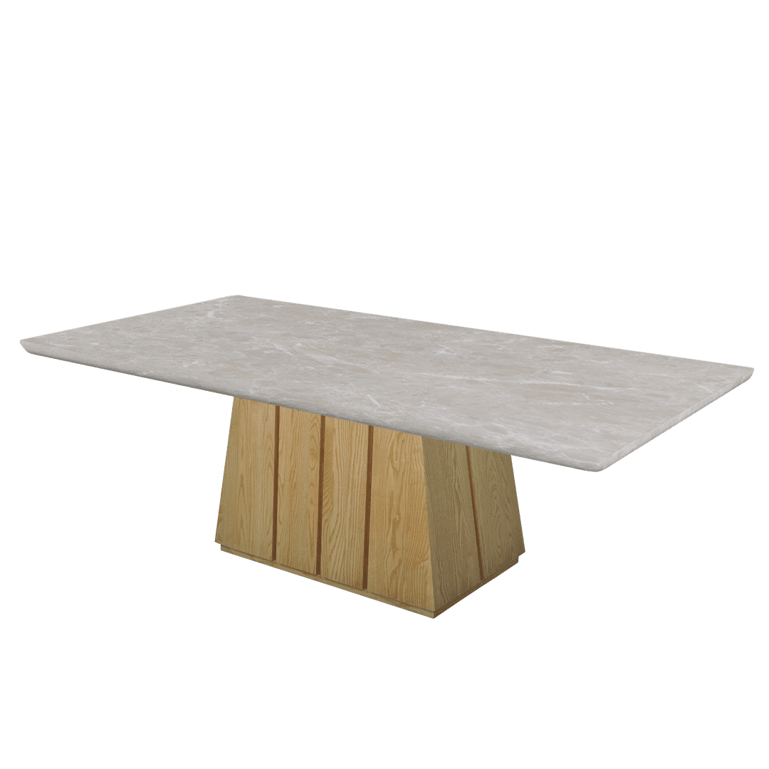 Mix & Match Rectangular Marble Dining Table with Cora Ash Wood Base (2.4m x 1.2m)