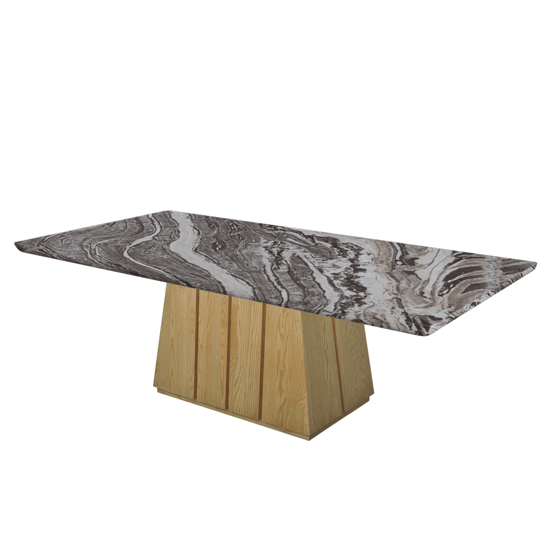 Mix & Match Rectangular Marble Dining Table with Cora Ash Wood Base (2.4m x 1.2m)
