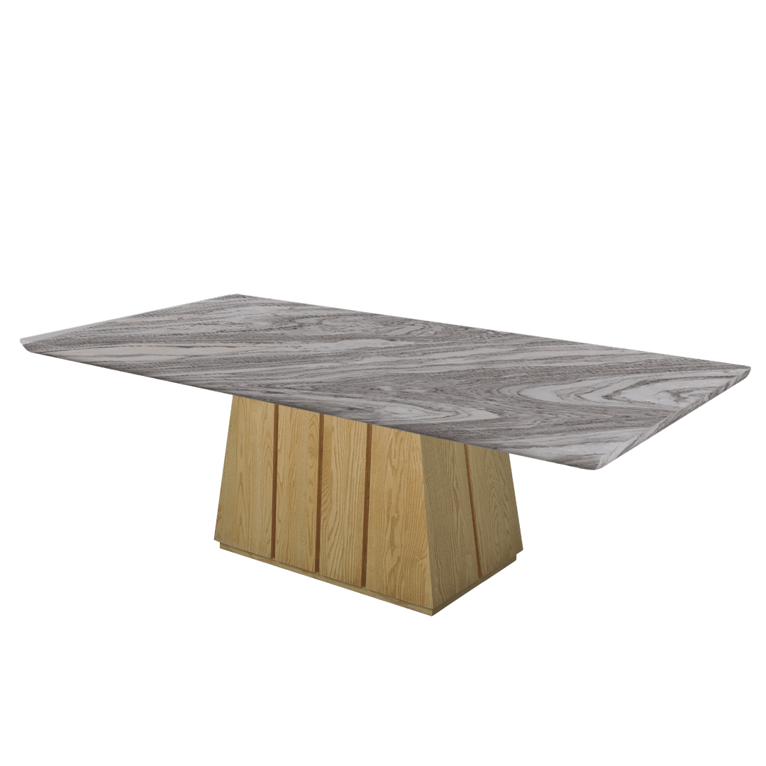 Mix & Match Rectangular Marble Dining Table with Cora Ash Wood Base (2.4m x 1.2m)