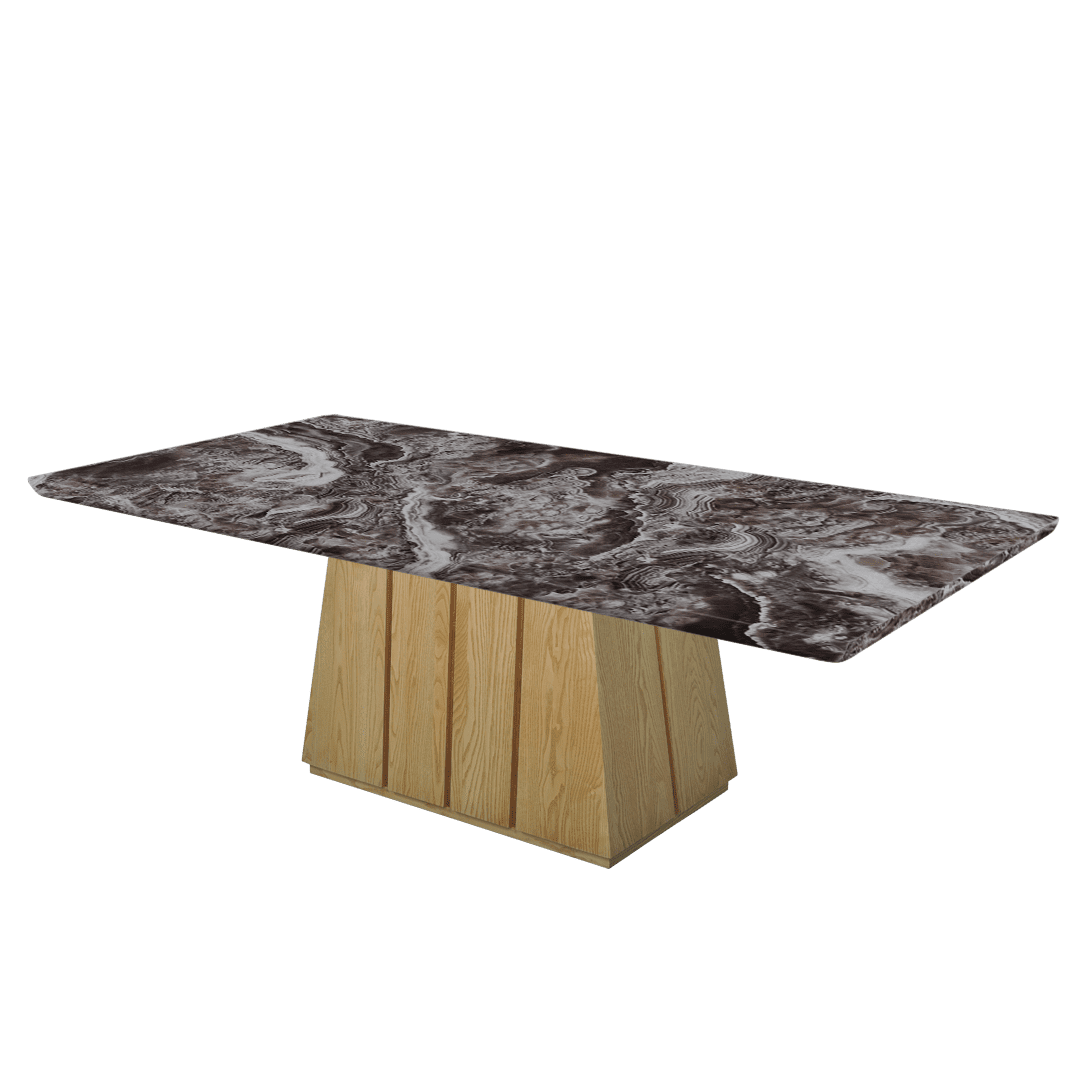 Mix & Match Rectangular Marble Dining Table with Cora Ash Wood Base (2.4m x 1.2m)