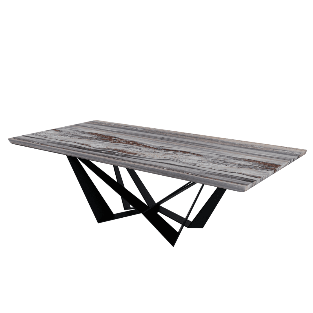Mix & Match Rectangular Marble Dining Table with Winola Black Metal Base (2.4m x 1.2m)