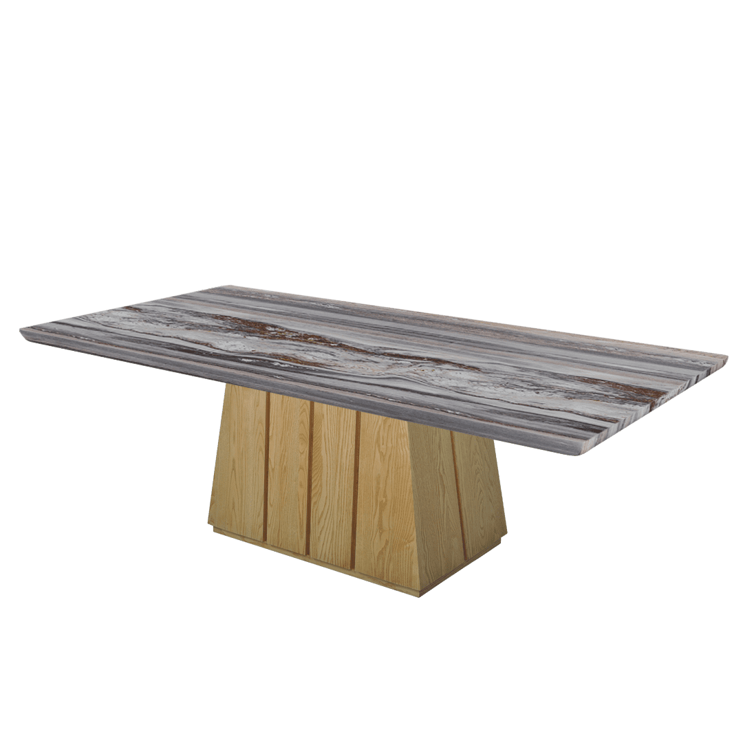 Mix & Match Rectangular Marble Dining Table with Cora Ash Wood Base (2.4m x 1.2m)