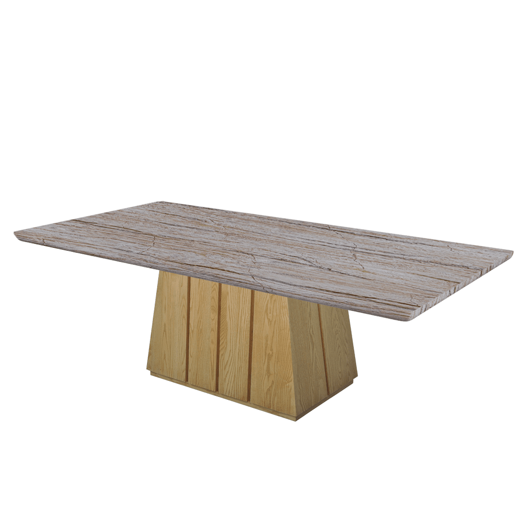 Mix & Match Rectangular Marble Dining Table with Cora Ash Wood Base (2.4m x 1.2m)