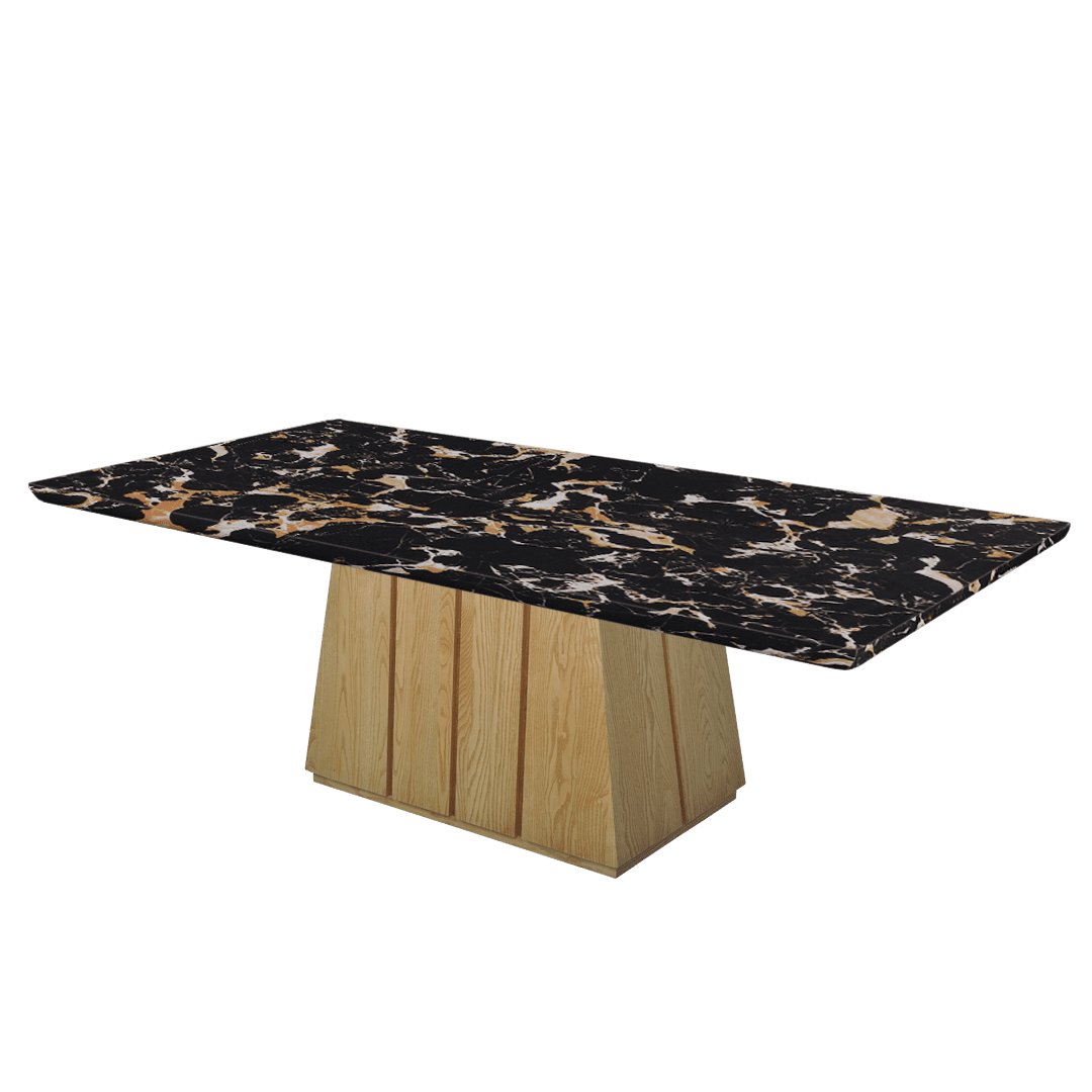 Mix & Match Rectangular Marble Dining Table with Cora Ash Wood Base (2.4m x 1.2m)