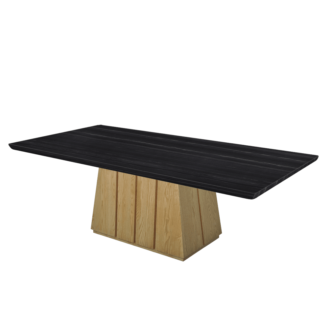 Mix & Match Rectangular Marble Dining Table with Cora Ash Wood Base (2.4m x 1.2m)