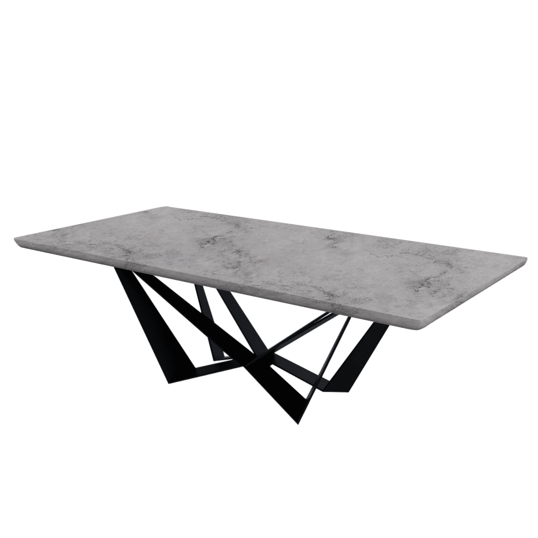 Mix & Match Rectangular Marble Dining Table with Winola Black Metal Ba