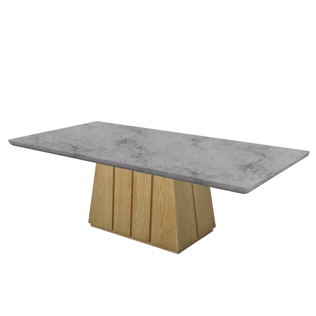 Mix & Match Rectangular Marble Dining Table with Cora Ash Wood Base (2.4m x 1.2m)