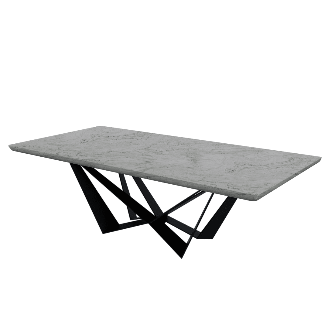 Mix & Match Rectangular Marble Dining Table with Winola Black Metal Base (2.4m x 1.2m)