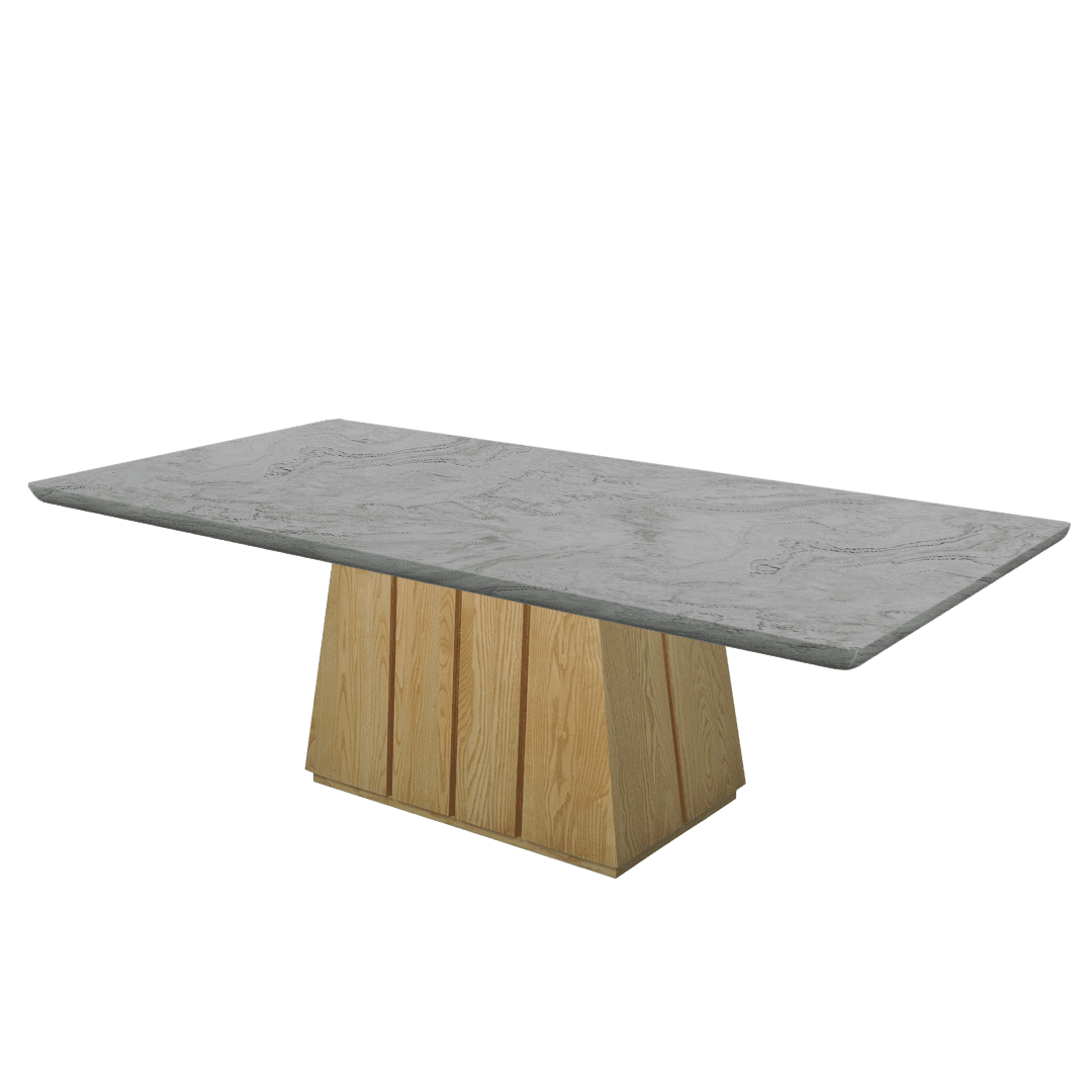 Mix & Match Rectangular Marble Dining Table with Cora Ash Wood Base (2.4m x 1.2m)