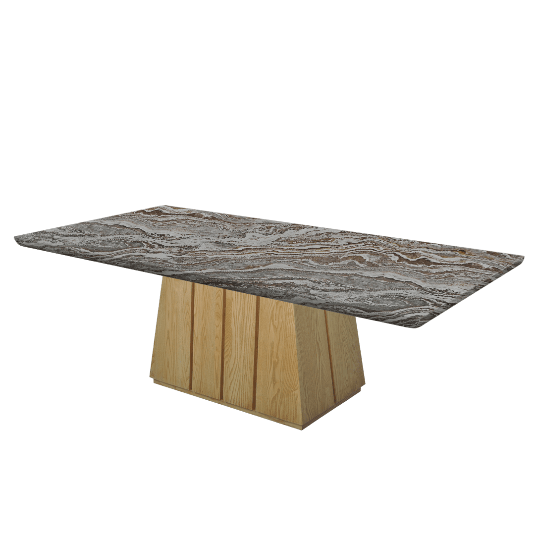 Mix & Match Rectangular Marble Dining Table with Cora Ash Wood Base (2.4m x 1.2m)