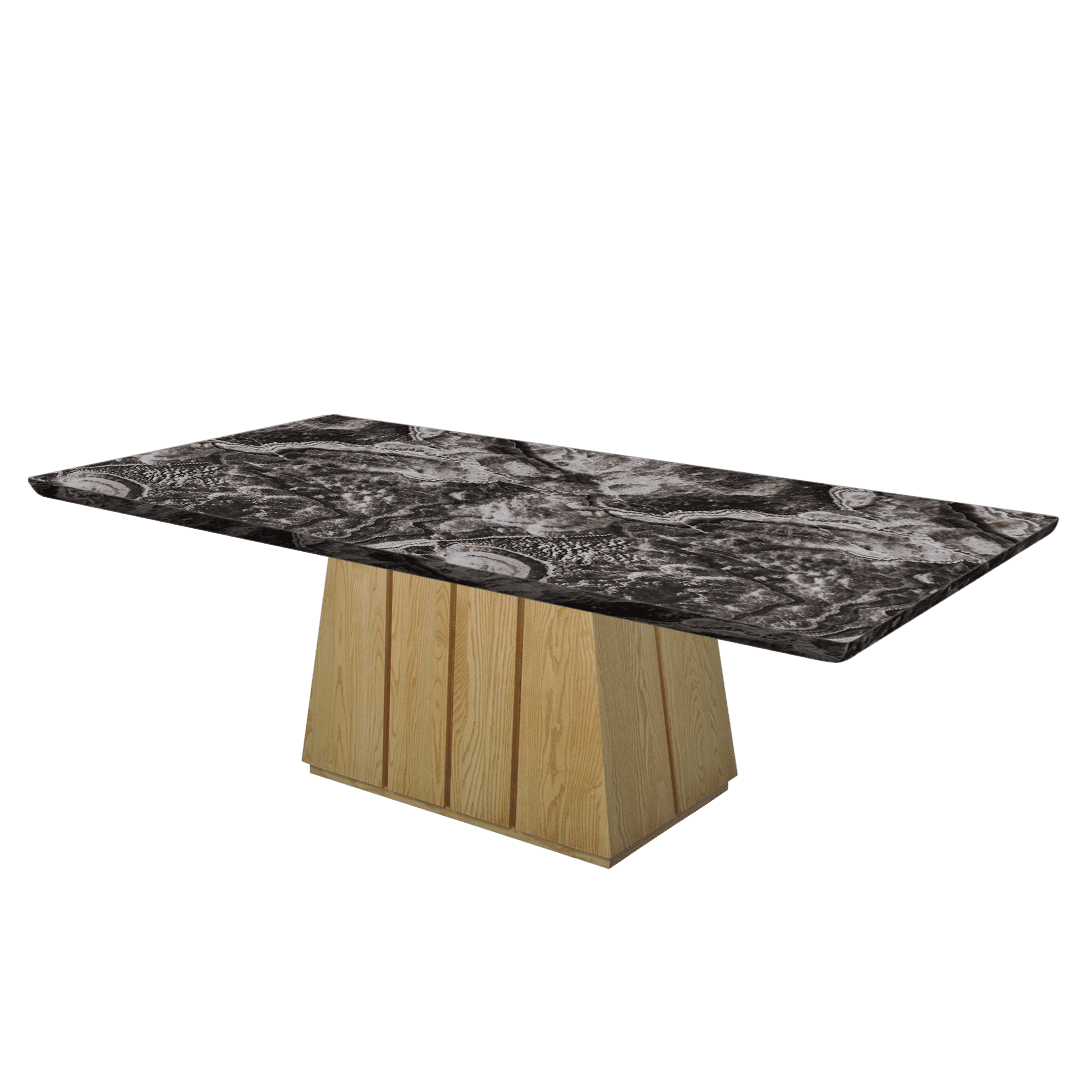 Mix & Match Rectangular Marble Dining Table with Cora Ash Wood Base (2.4m x 1.2m)