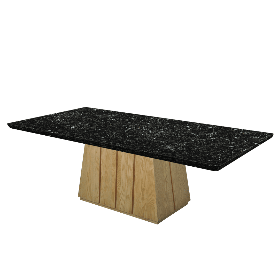 Mix & Match Rectangular Marble Dining Table with Cora Ash Wood Base (2.4m x 1.2m)