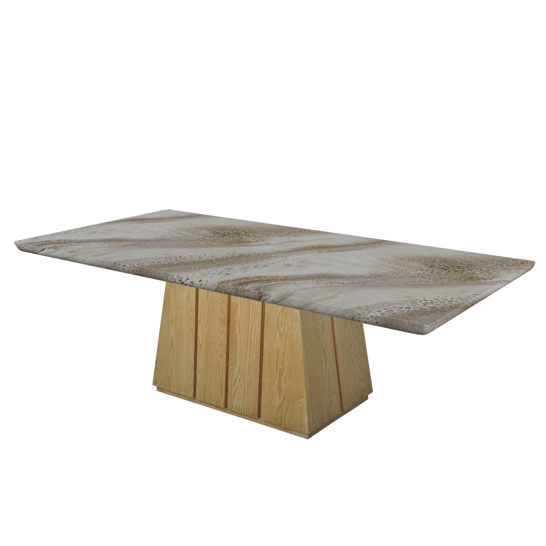 Mix & Match Rectangular Marble Dining Table with Cora Ash Wood Base (2.4m x 1.2m)