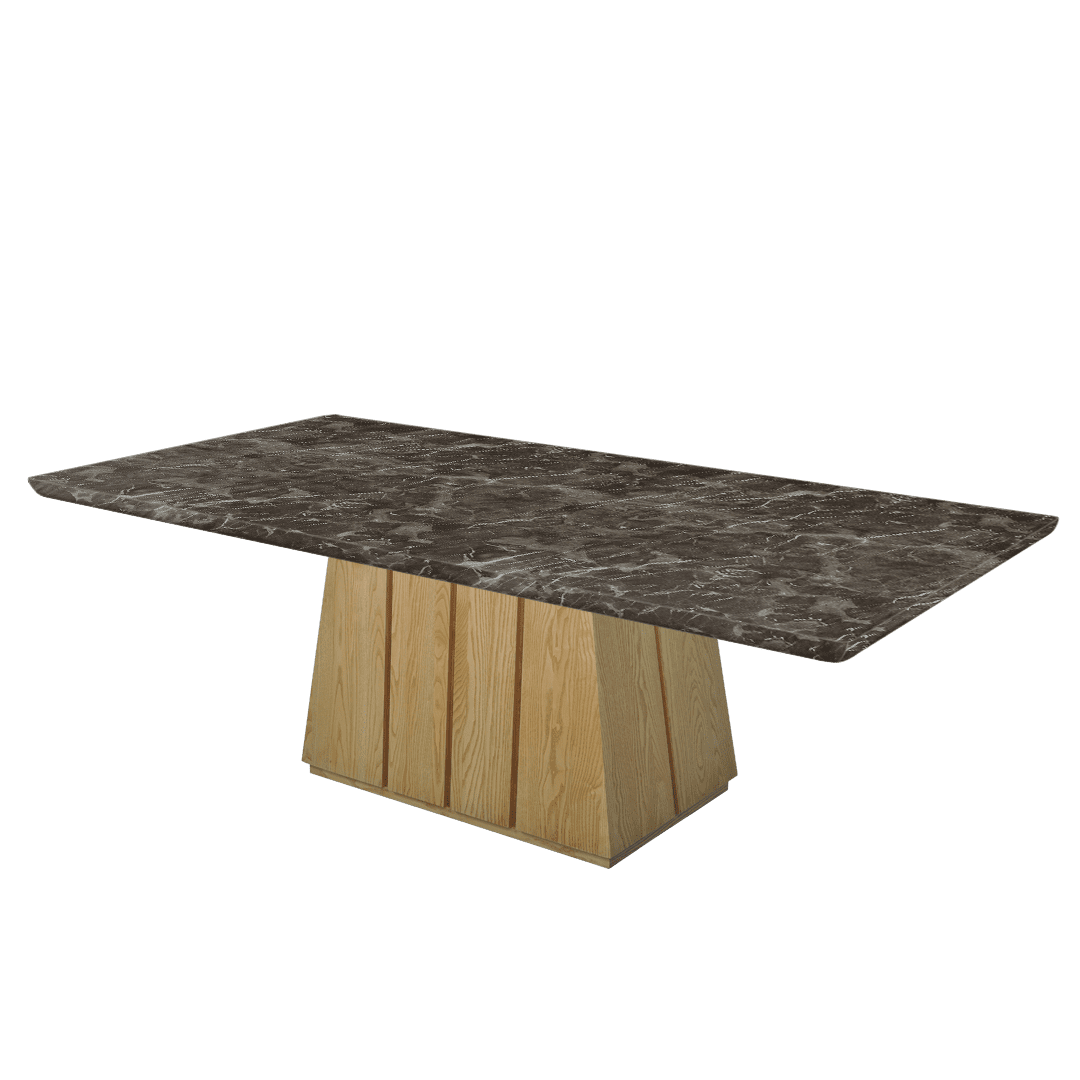 Mix & Match Rectangular Marble Dining Table with Cora Ash Wood Base (2.4m x 1.2m)